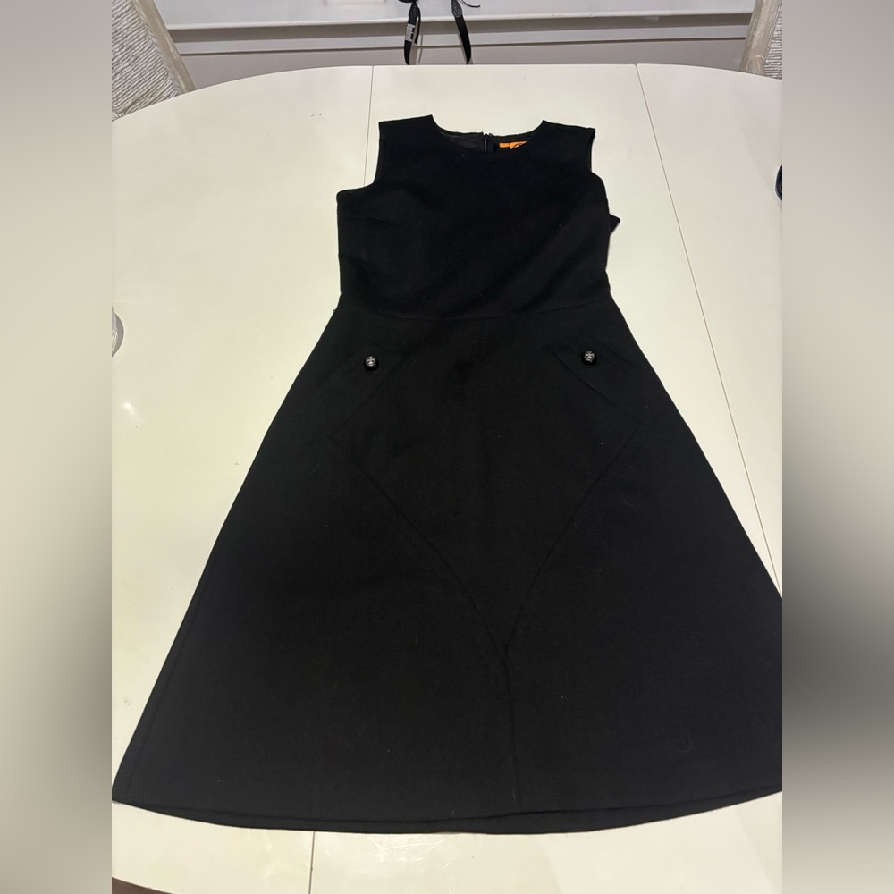 Tory Burch Black Sleeveless Midi Sheath Dress